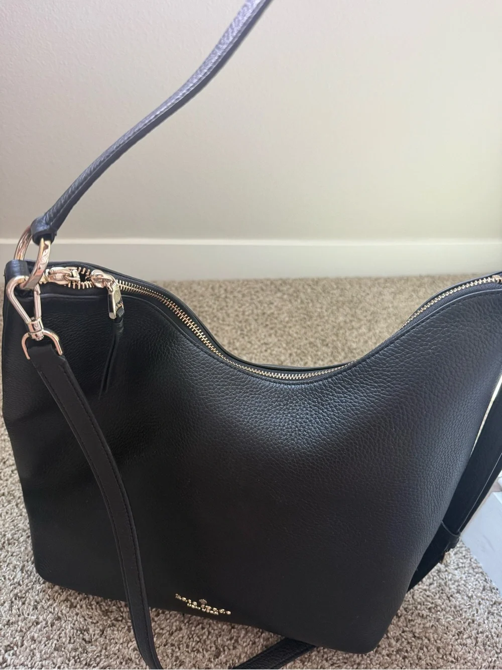 Kate Spade New York Black Pebbled Leather Hobo Bag